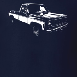 1974 C10 K10 Pickup Truck Three Quarter View Navy Blue T Shirt