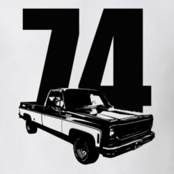 1974 C10 K10 Pickup Truck Three Quarter View With Year White T Shirt
