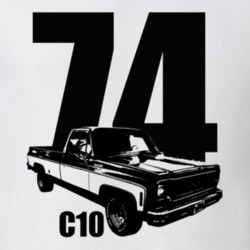 1974 C10 Pickup Truck Three Quarter View With Year And Model Name Whit