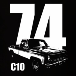 1974 C10 Pickup Truck Three Quarter View With Year And Model Name Blac