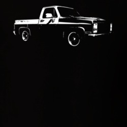 1975 C10 K10 Pickup Truck Three Quarter View Black T Shirt