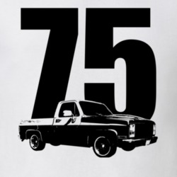1975 C10 K10 Pickup Truck Three Quarter View With Year White T Shirt