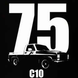 1975 C10 Pickup Truck Three Quarter View With Year And Model Name Blac