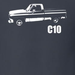 1976 C10 Pickup Truck Side View With Model Name Charcoal Grey T Shirt