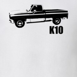 1976 K10 Pickup Truck Side View With Model Name White T Shirt