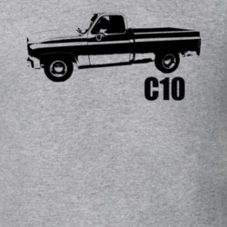 1976 C10 Pickup Truck Side View With Model Name Heather Grey T Shirt