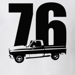 1976 C10 K10 Pickup Truck Side View With Year White T Shirt