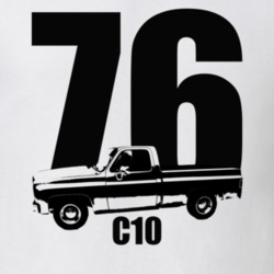 1976 C10 Pickup Truck Side View With Year And Model Name White T Shirt