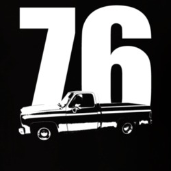 1976 C10 K10 Pickup Truck Side View With Year Black T Shirt