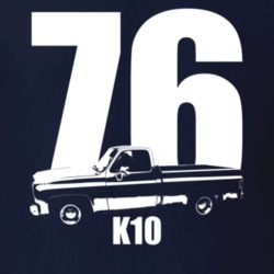 1976 K10 Pickup Truck Side View With Year And Model Name Navy Blue T S