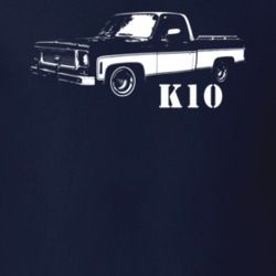 1977 K10 Pickup Truck Three Quarter View With Model Name Navy Blue T S
