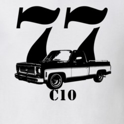 1977 C10 Pickup Truck Three Quarter View With Year And Model Name Whit