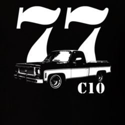 1977 C10 Pickup Truck Three Quarter View With Year And Model Name Blac