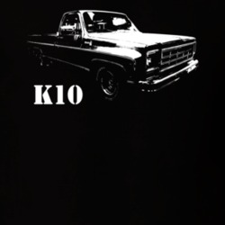 1978 K10 Pickup Truck Three Quarter View With Model Name Black T Shirt