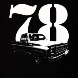 1978 C10 K10 Pickup Truck Three Quarter View With Year Black T Shirt