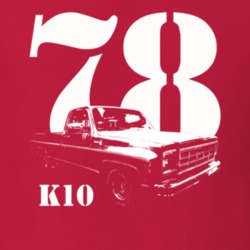 1978 K10 Pickup Truck Three Quarter View With Year And Model Name Red 