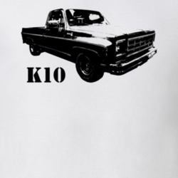1979 K10 Pickup Truck Three Quarter View With Model Name White T Shirt