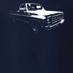 1979 C10 K10 Pickup Truck Three Quarter View Navy Blue T Shirt