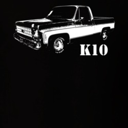 1979 K10 Pickup Truck Three Quarter View With Model Name Black T Shirt