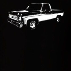 1979 C10 K10 Pickup Three Quarter View Black T Shirt