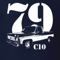 1979 C10 Pickup Truck Three Quarter View With Year And Model Name Navy