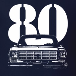 1980 C10 K10 Pickup Truck Grill View With Year Navy Blue T Shirt