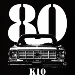 1980 K10 Pickup Truck Grill View With Year And Model Name Black T Shir
