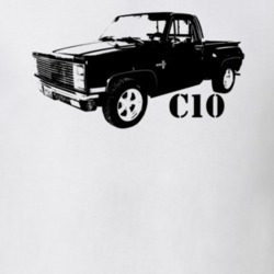 1981 C10 Pickup Truck Threee Quarter View With Model Name White T Shir