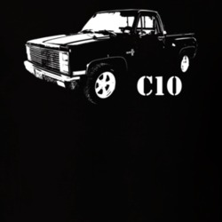 1981 C10 Pickup Truck Three Quarter View With Model Name Black T Shirt