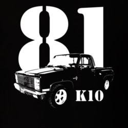 1981 K10 Pickup Truck Three Quarter View With Year And Model Name Blac
