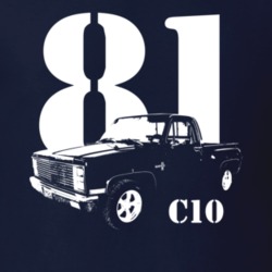 1981 C10 Pickup Truck Three Quarter View With Year And Model Name Navy