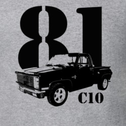 1981 C10 Pickup Truck Three Quarter View With Year And Model Name Heat