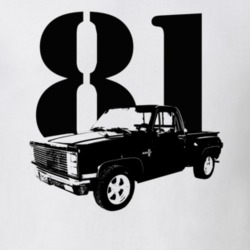 1981 C10 K10 Pickup Truck Three Quarter View With Year White T Shirt