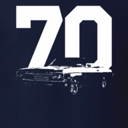 1970 Impala Three Quarter View With Year Navy Blue T Shirt
