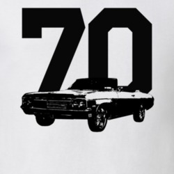 1970 Impala Convertible Three Quarter View With Year White T Shirt