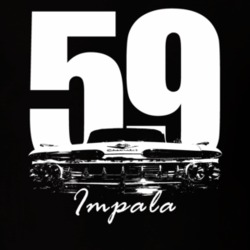 1959 Impala Grill View With Year And Model Name Black T Shirt