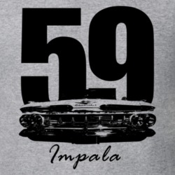 1959 Impala Grill View With Year And Model Name Heather Grey T Shirt