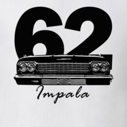 1962 Impala Grill View With Model Name And Year White T Shirt