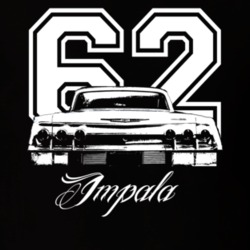 1962 Impala Grill View With Year And Model Name Black T Shirt