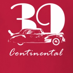 1939 Continental Side View With Year And Model Name Red T Shirt