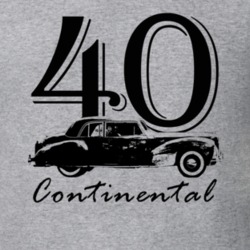 1940 Continental Side View With Year And Model Name Heather Grey T Shi