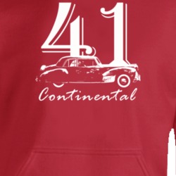 1941 Continental Side View With Year And Model Name Red T Shirt