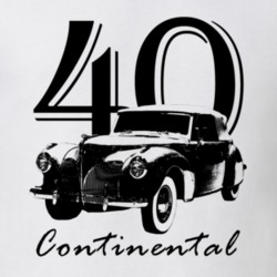 1940 Continental Three Quarter View With Year And Model Name White T S