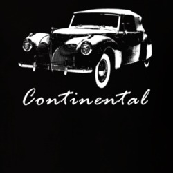 1940 Continental Three Quarter View With Model Name Black T Shirt