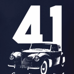 1941 Continental Three Quarter View With Year And Model Name Navy Blue