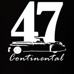 1947 Continental Side View With Year And Model Name Black T Shirt