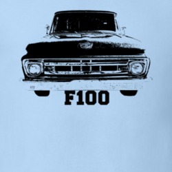 1961 F100 Pickup Truck Grill View With Model Name Lght Blue T Shirt
