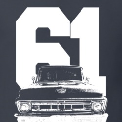 1961 F100 Pickup Truck Grill View With Year Charcoal Grey T Shirt