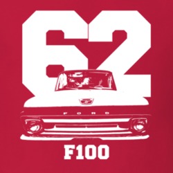 1962 F100 Pickup Truck Grill View With Year And Model Name Red T Shirt