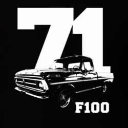 1971 F100 Pickup Truck Three Quarter View With Year And Model Name Bla